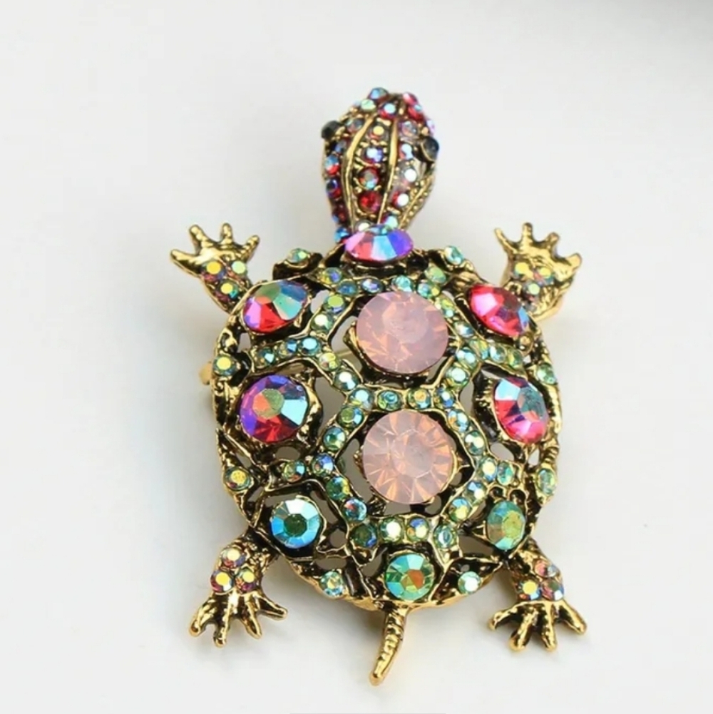 🆕️🐢 RHINESTONE TURTLE BROOCH PIN🐢 - Picture 6 of 7